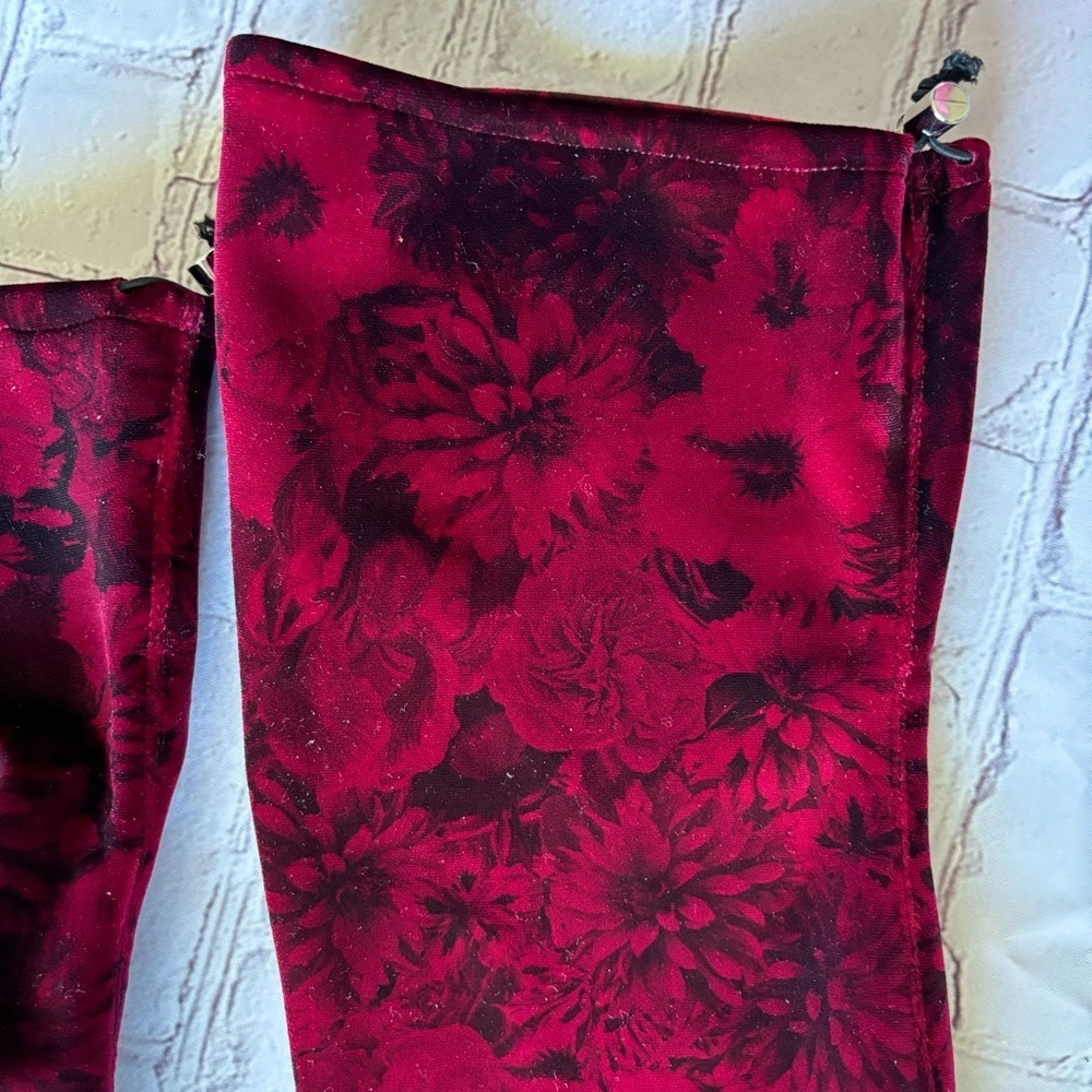 BEAUTIISOLES Mariana Over-The-Knee Red Floral Velvet Stiletto Boot--NEW-… - Picture 10 of 16